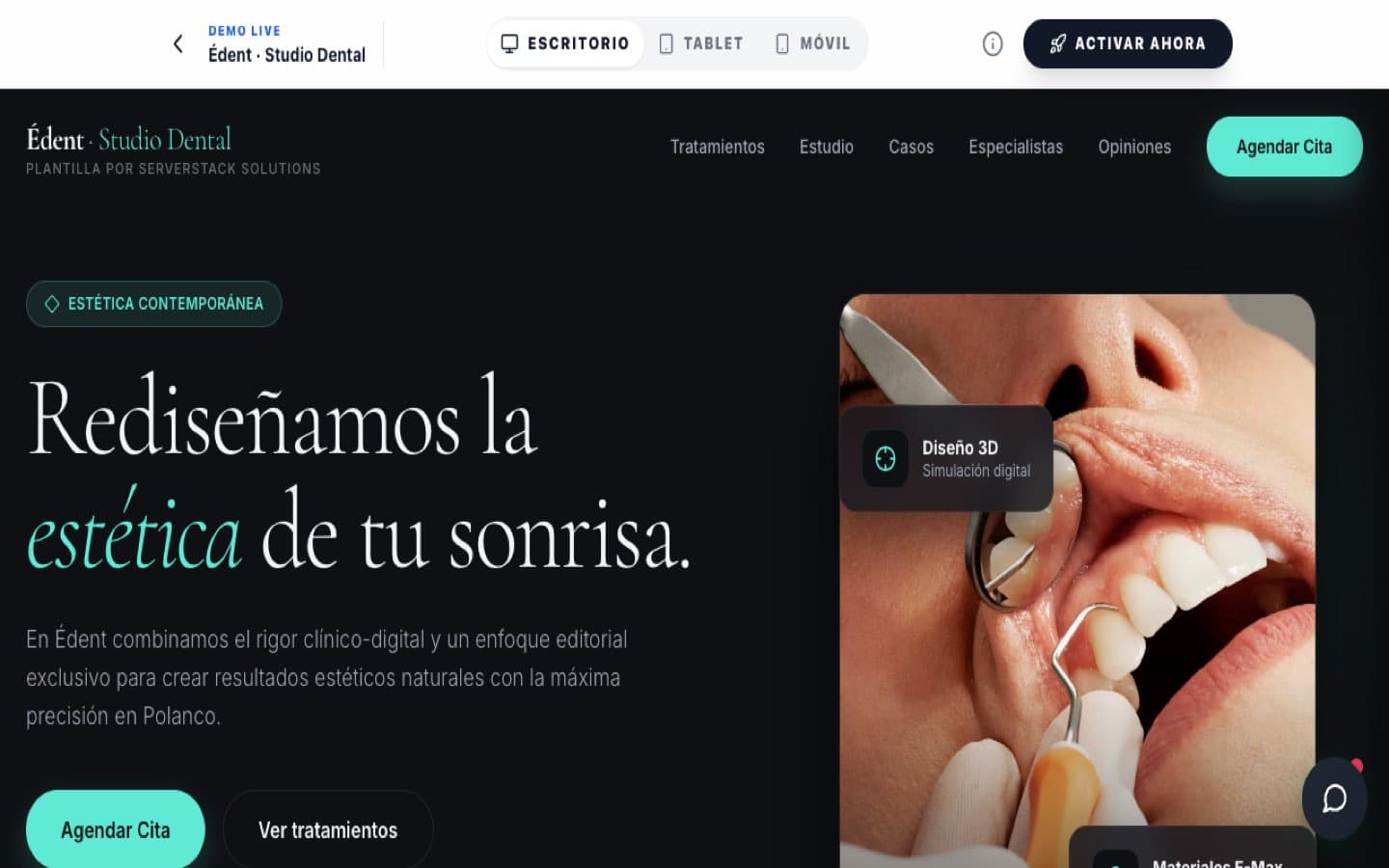 Preview de eDent · Dental Dark