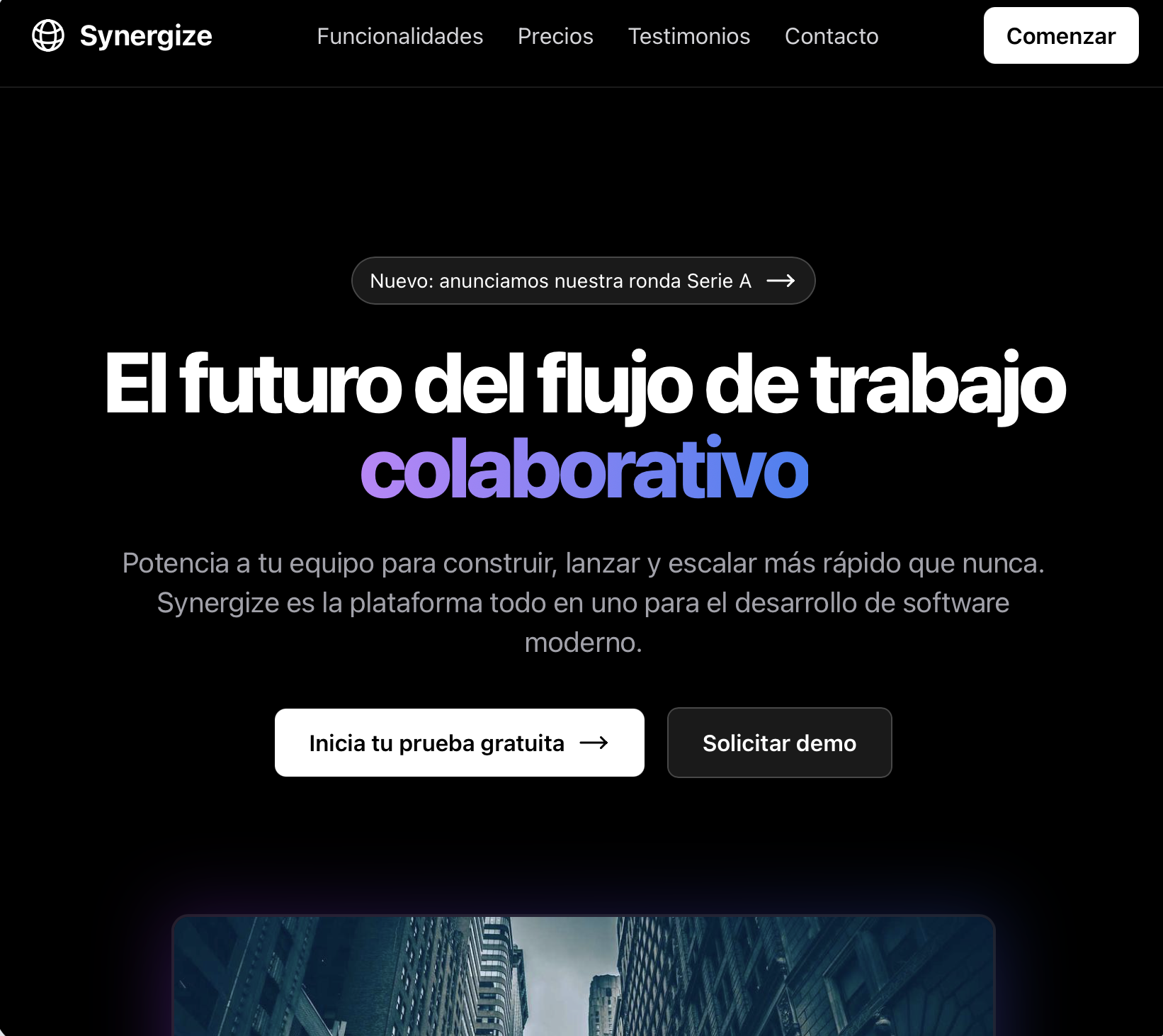 Preview de Synergize SaaS